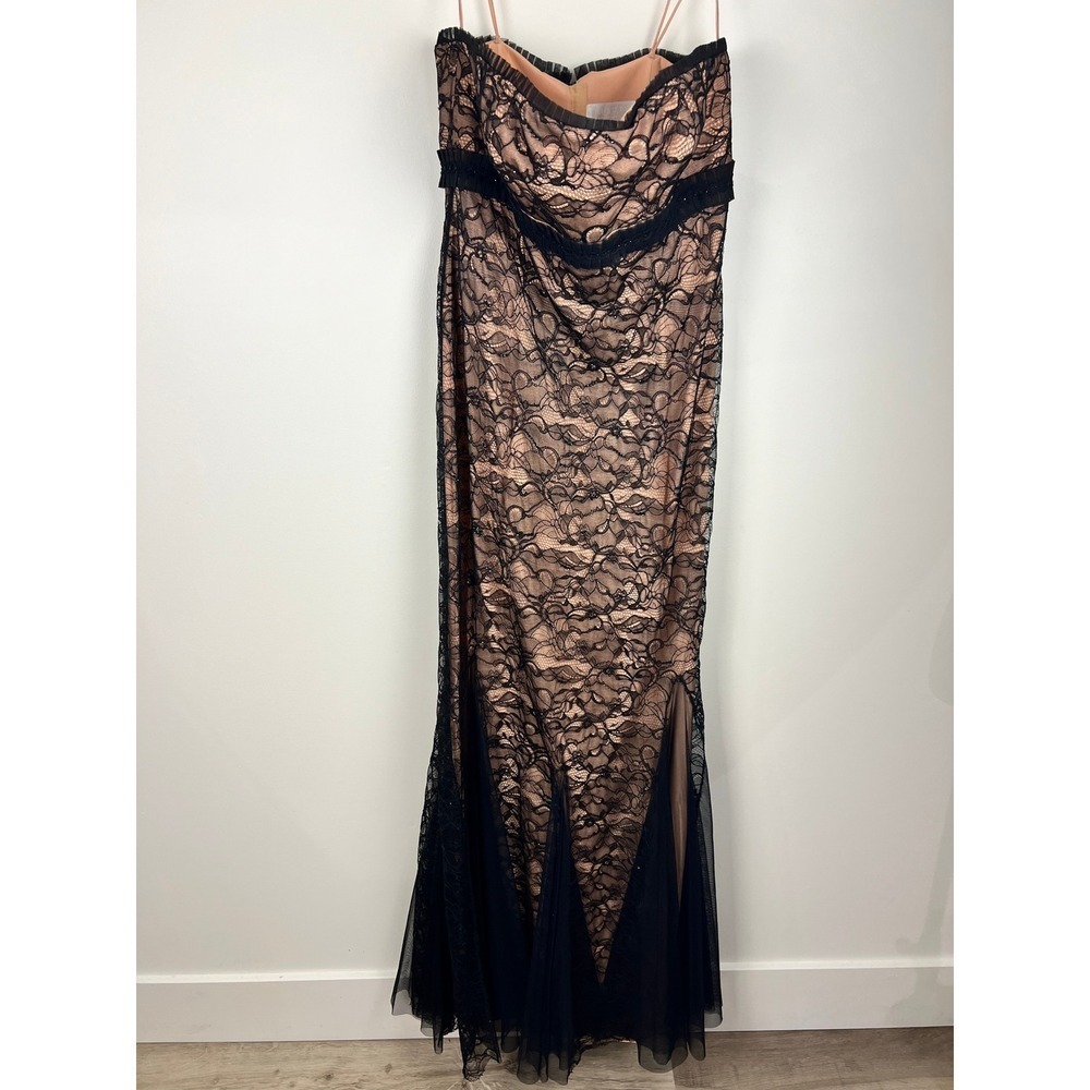 Badgley Mischka Black Lace Mermaid Evening Gown & Bolero Set Size 12 - Picture 13 of 16